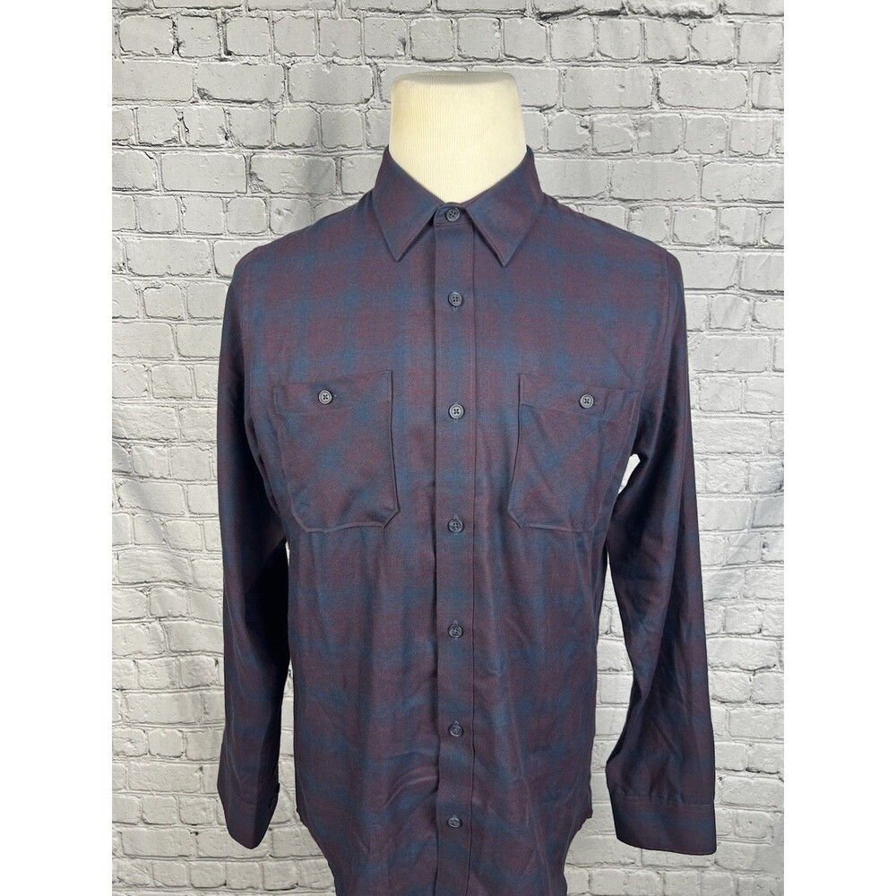 TravisMathew Men's Button-Down Shirt in Blue and Brown Plaid